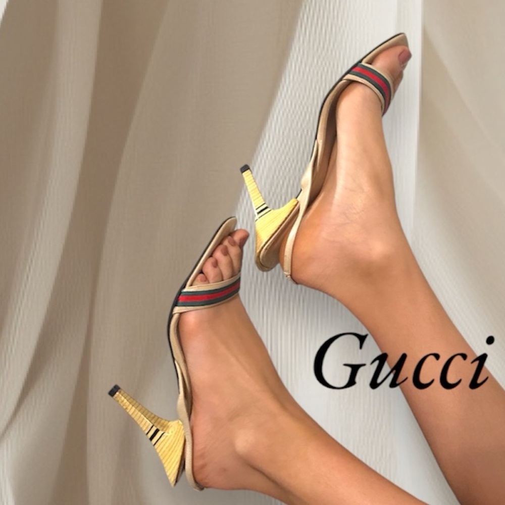 Gucci Heels sandals shoes pumps beige neutral cream designer luxury
